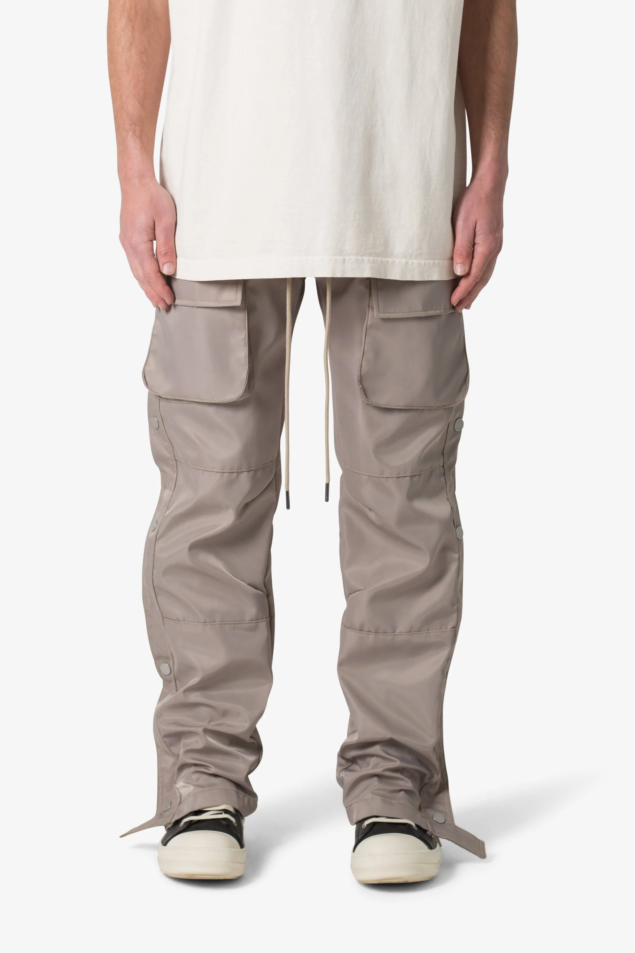 Snap Front Cargo Pants - Grey