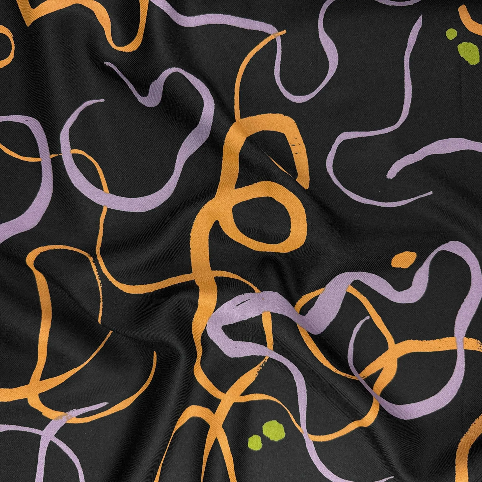 Swishy Viscose Twill Fabric in Misty Black