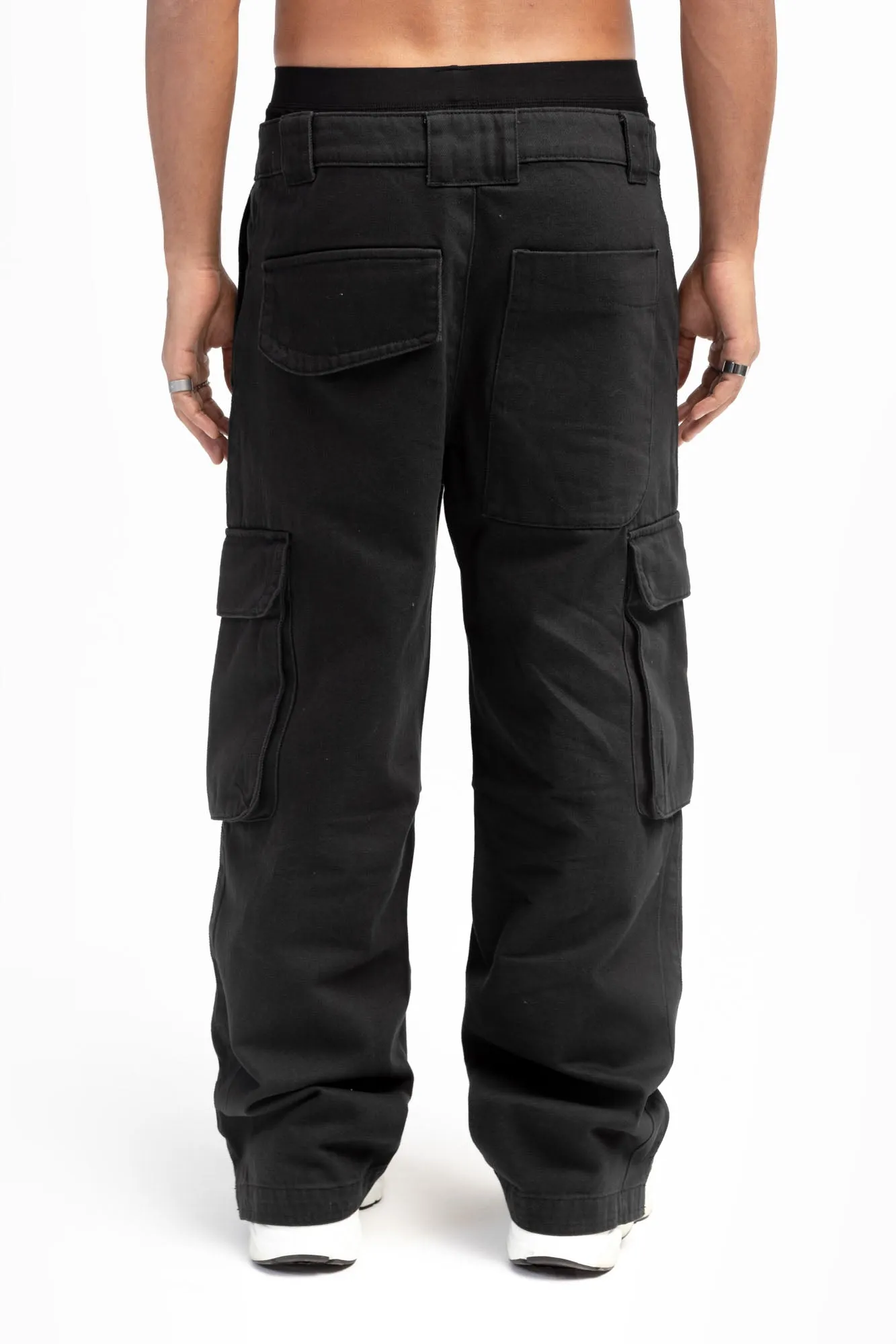 THREE POCKET BLACK CARGO PANTS