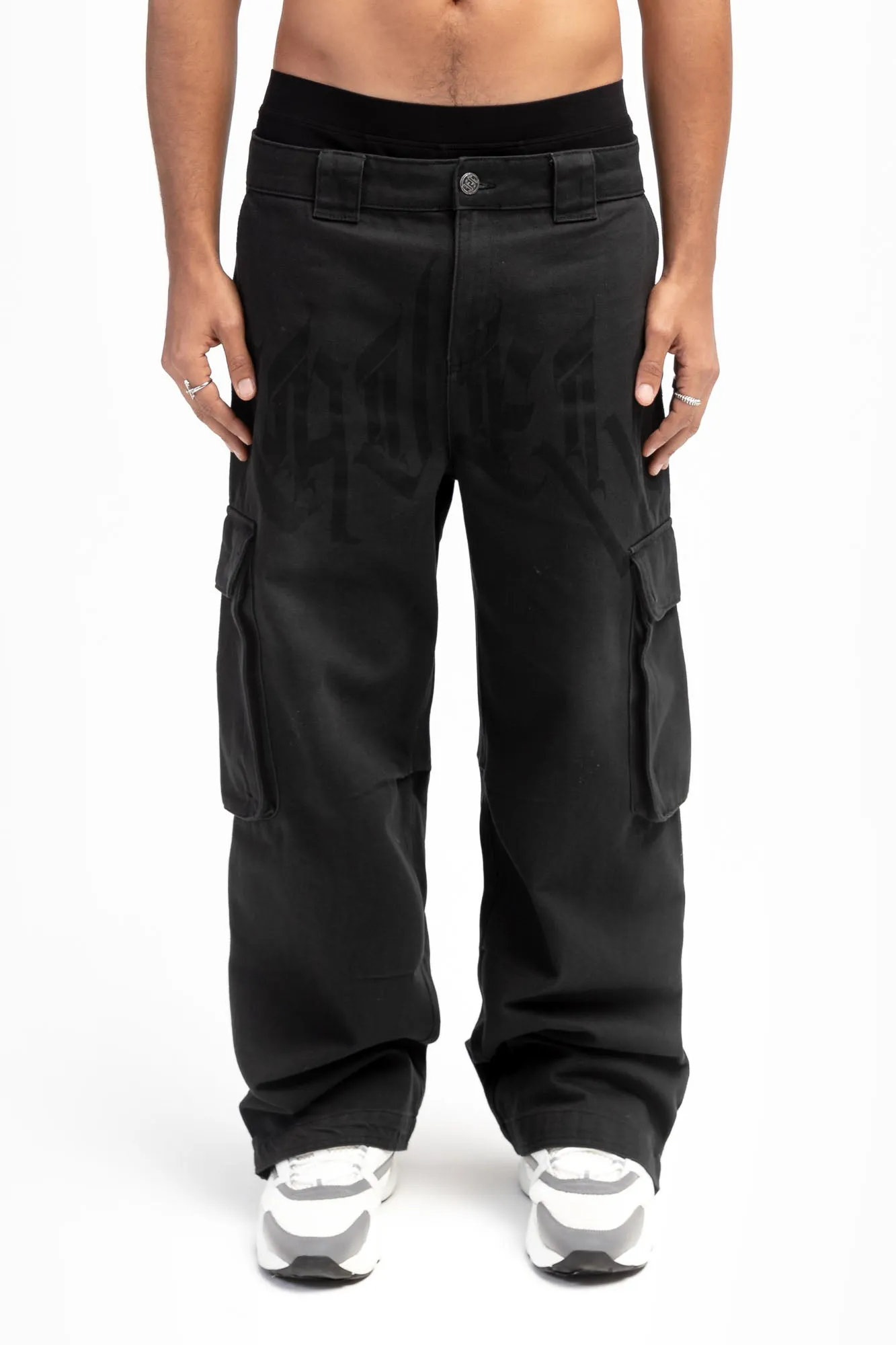 THREE POCKET BLACK CARGO PANTS