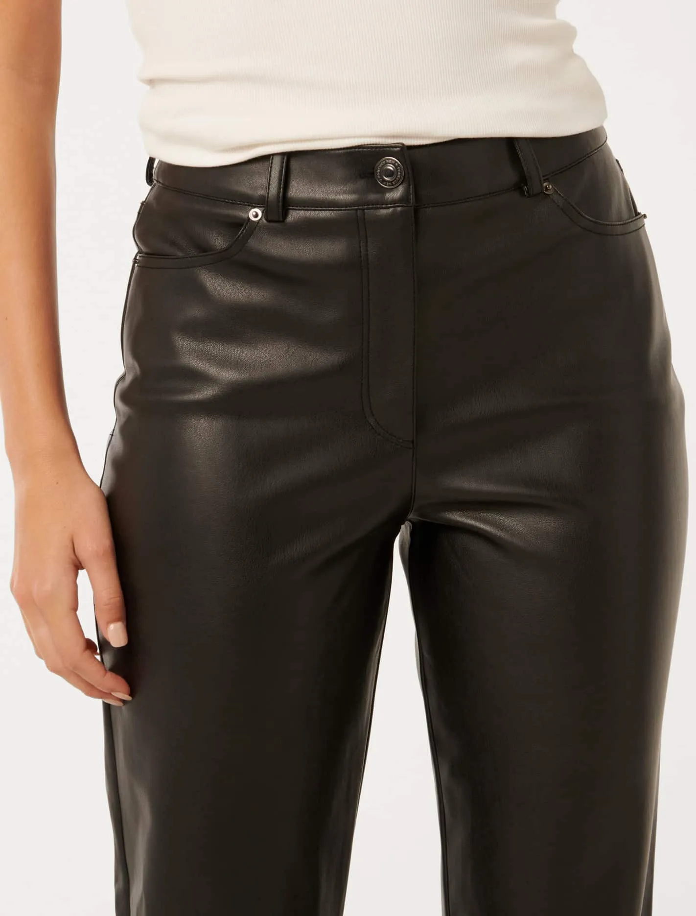 Una Vegan Leather Straight Leg Pants