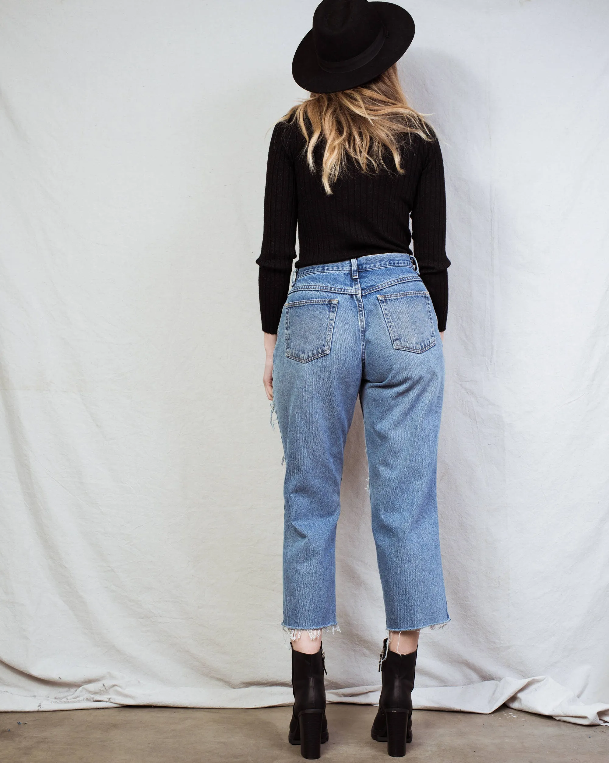 Vintage Distressed Denim Pants (M)