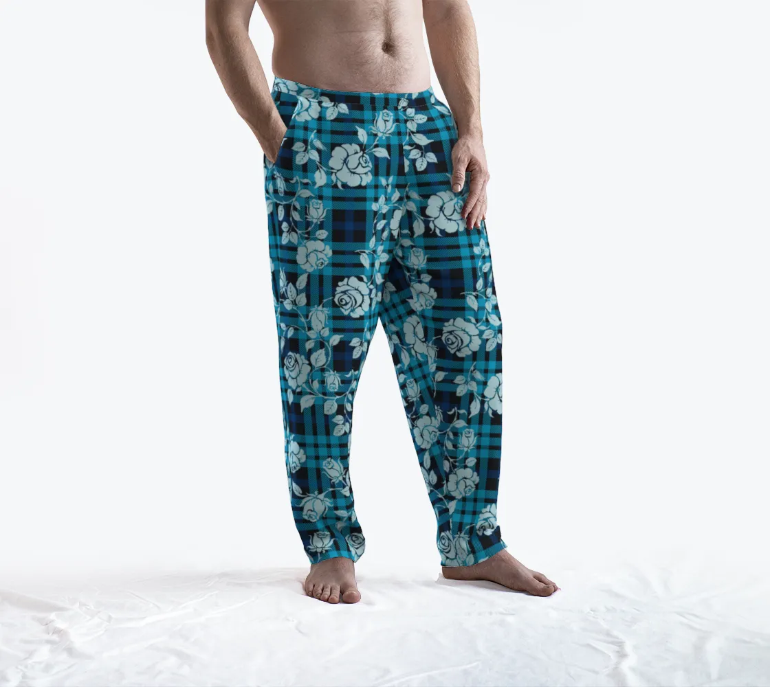 White Rose on Plaid Lounge Pants