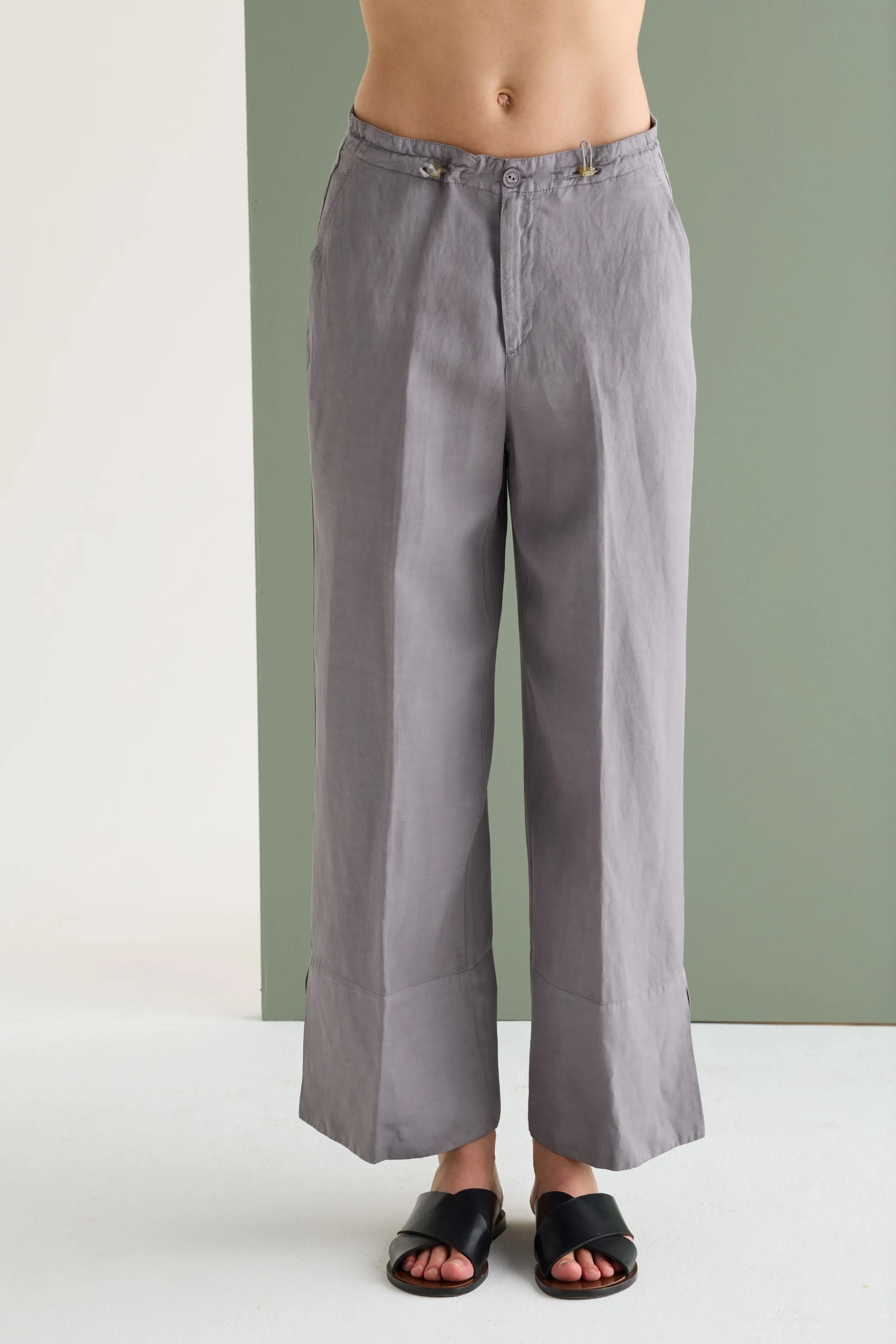 Wide-Leg Cropped Trousers Garment Dyed 06P0 7083