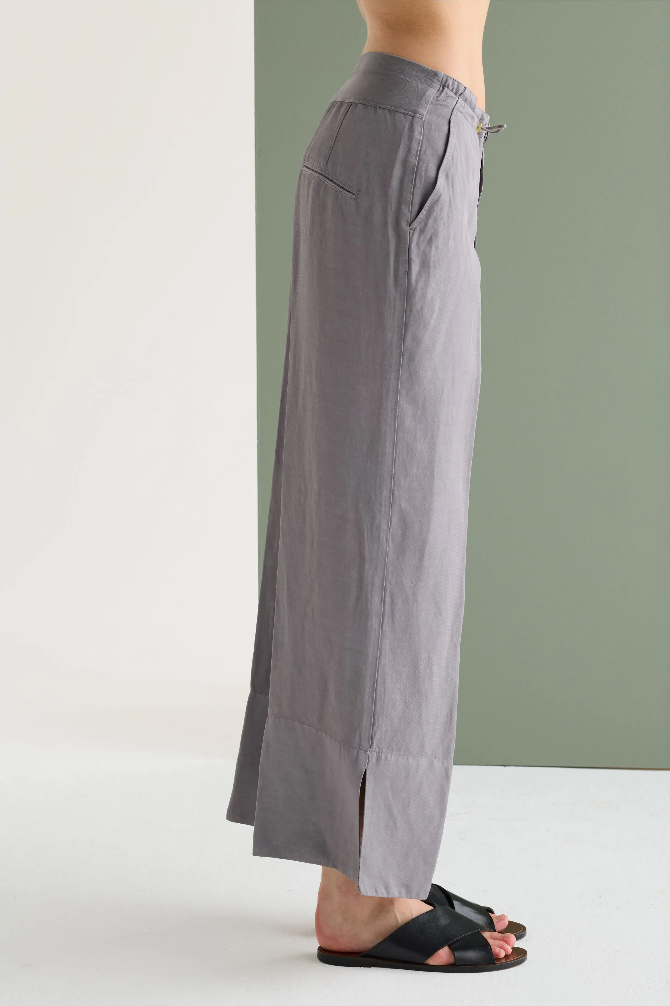 Wide-Leg Cropped Trousers Garment Dyed 06P0 7083