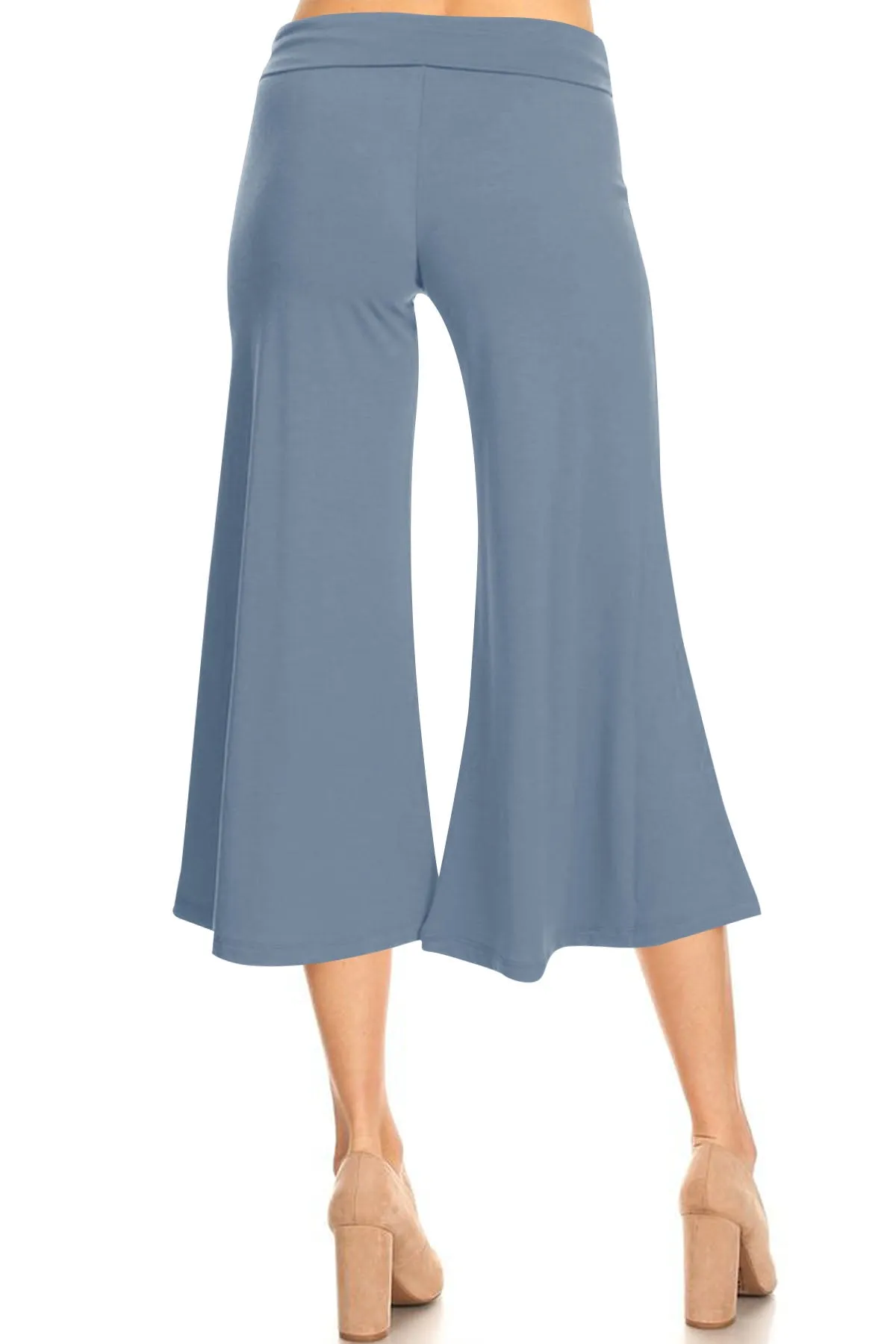 Women's Casual Relaxed Fit Lounge Wear Comfy A-Line Basic Solid Gaucho Capri Pants