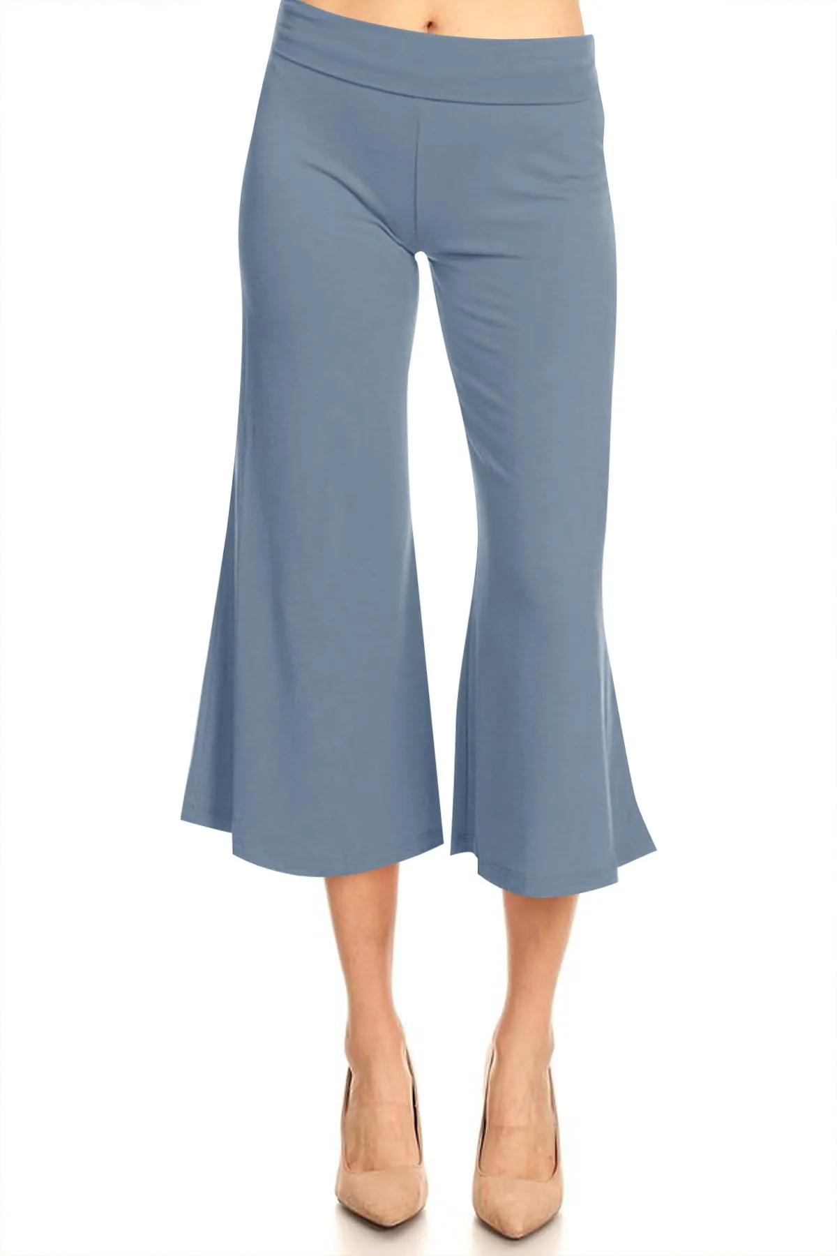 Women's Casual Relaxed Fit Lounge Wear Comfy A-Line Basic Solid Gaucho Capri Pants