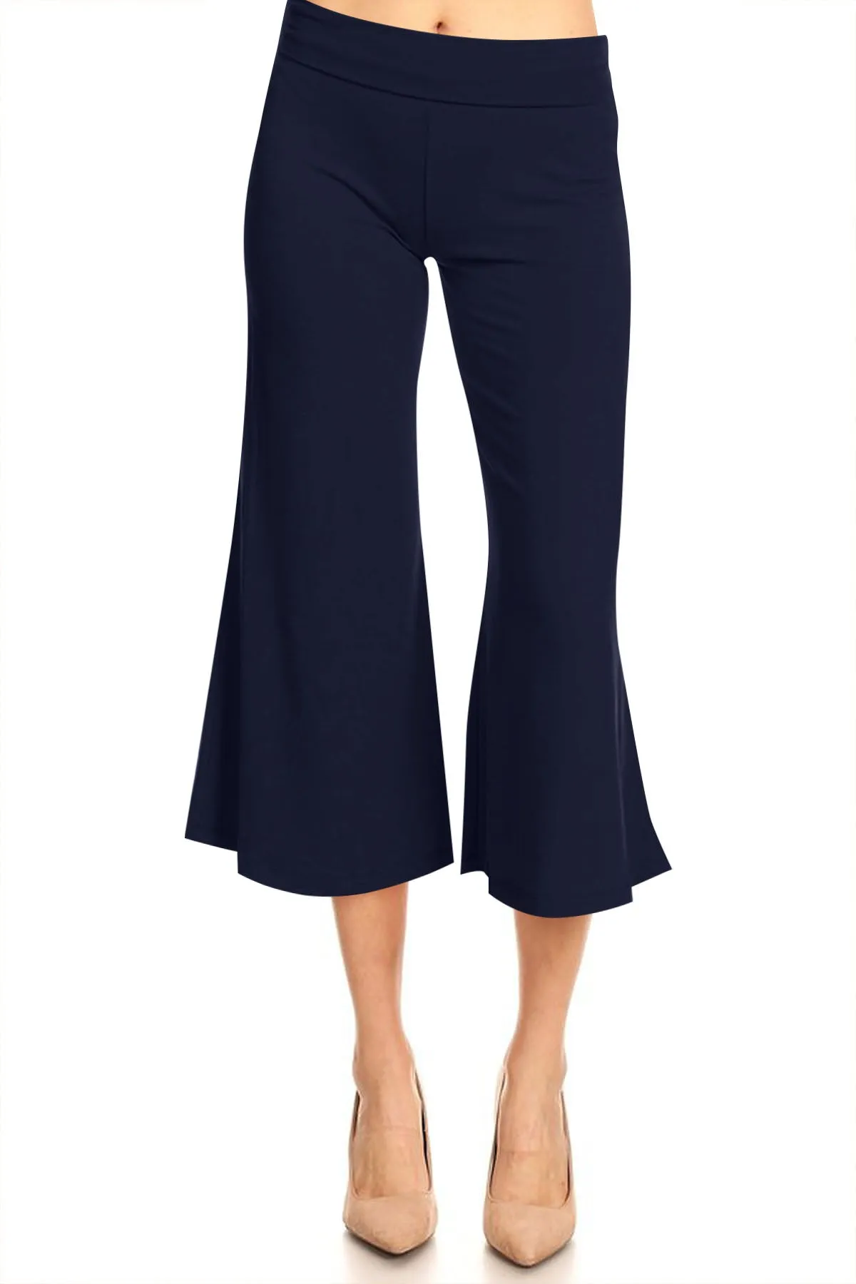 Women's Casual Relaxed Fit Lounge Wear Comfy A-Line Basic Solid Gaucho Capri Pants