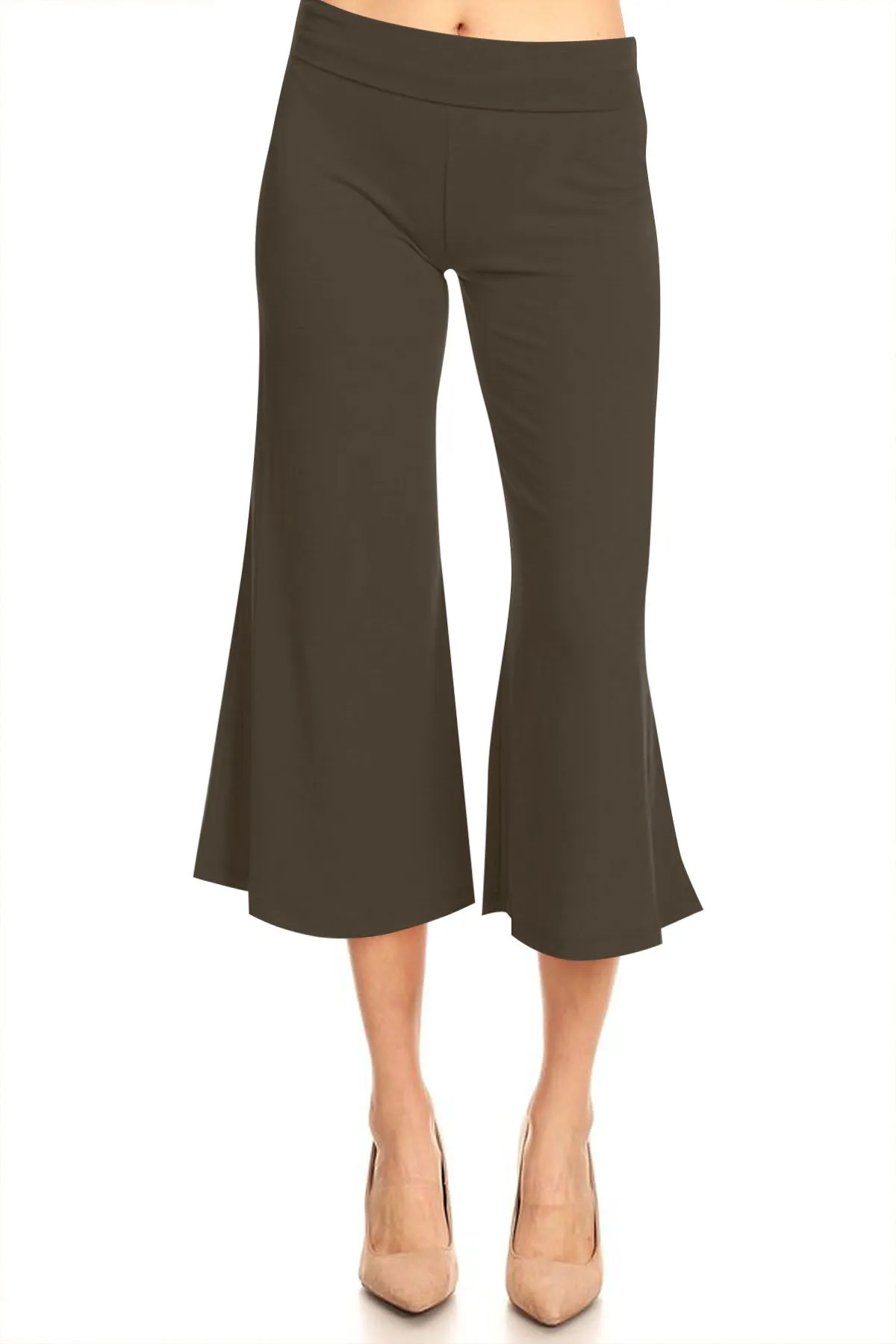 Women's Casual Relaxed Fit Lounge Wear Comfy A-Line Basic Solid Gaucho Capri Pants