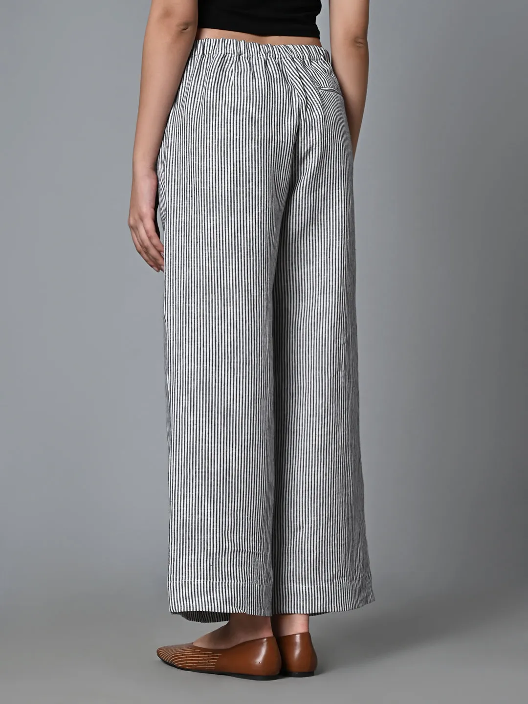 Women's White Linen Regular Fit Pant