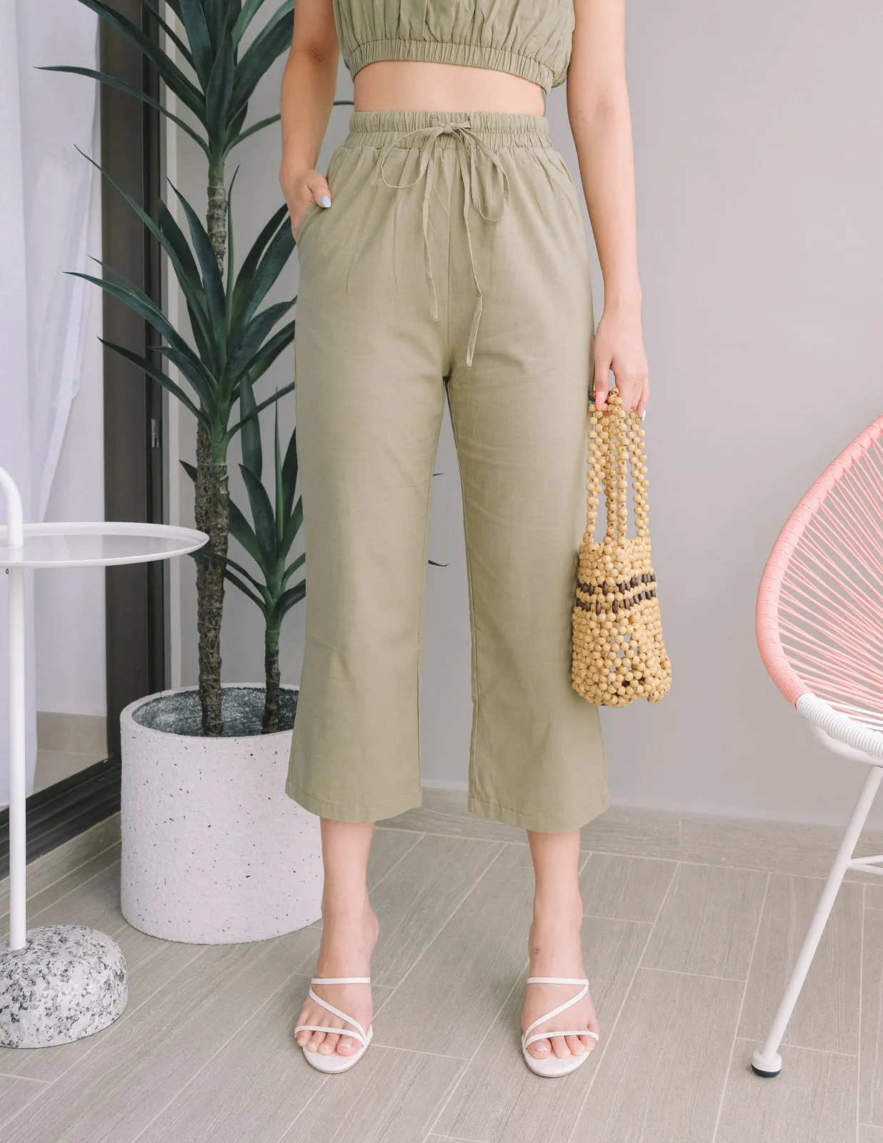 Zola Linen Pants in Olive