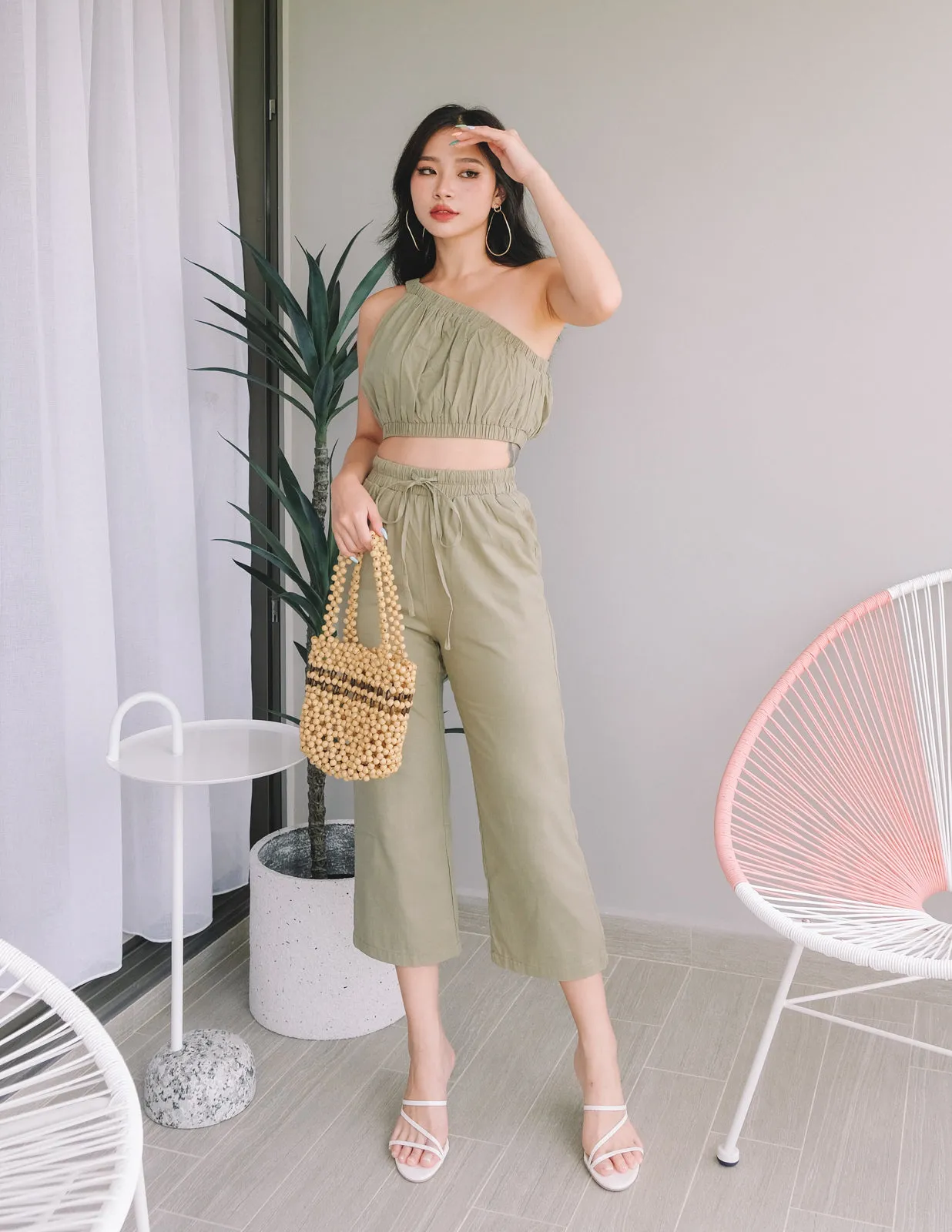 Zola Linen Pants in Olive