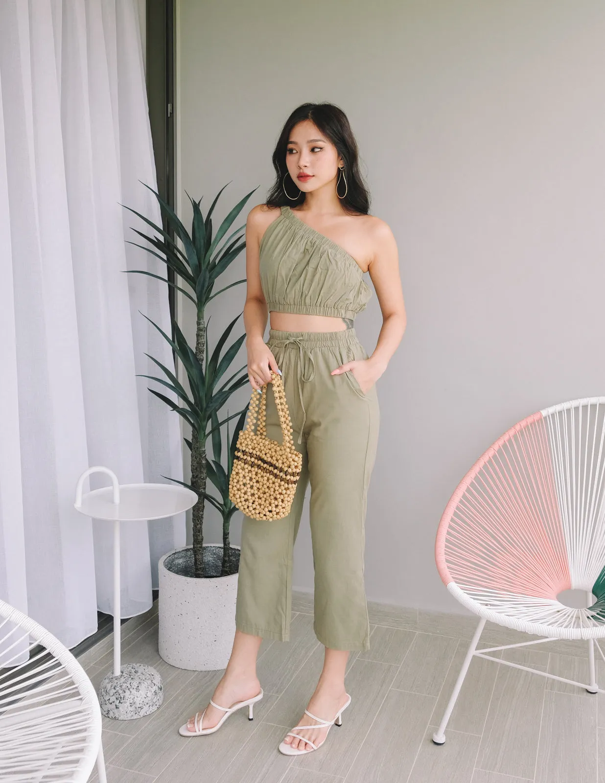 Zola Linen Pants in Olive